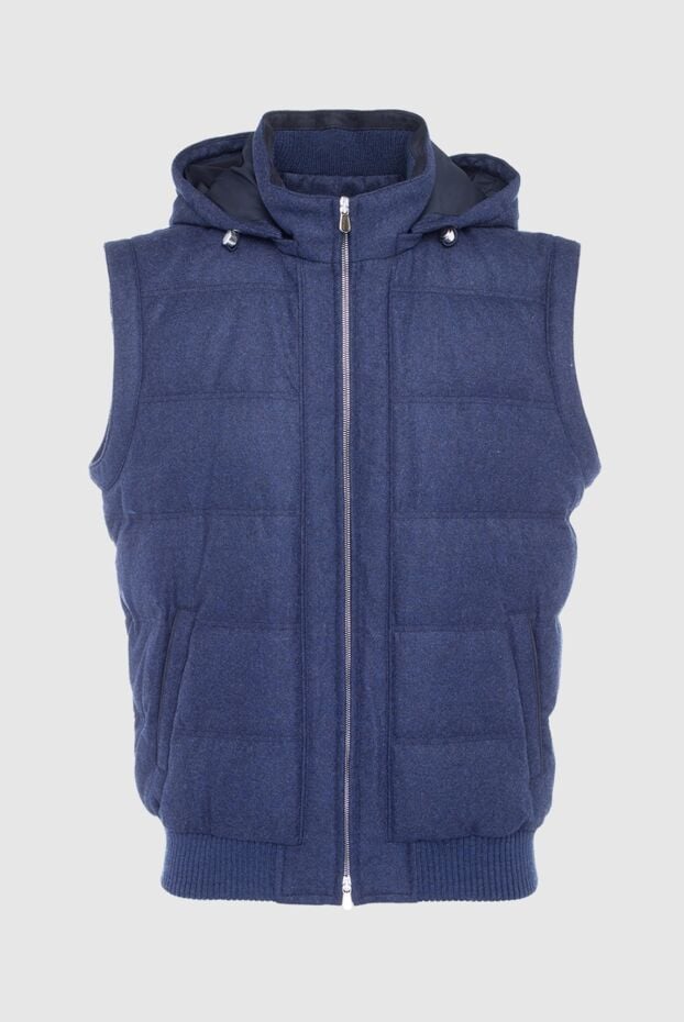 Enrico Mandelli men's wool vest with zip and hood in blue 163948 - photo 1