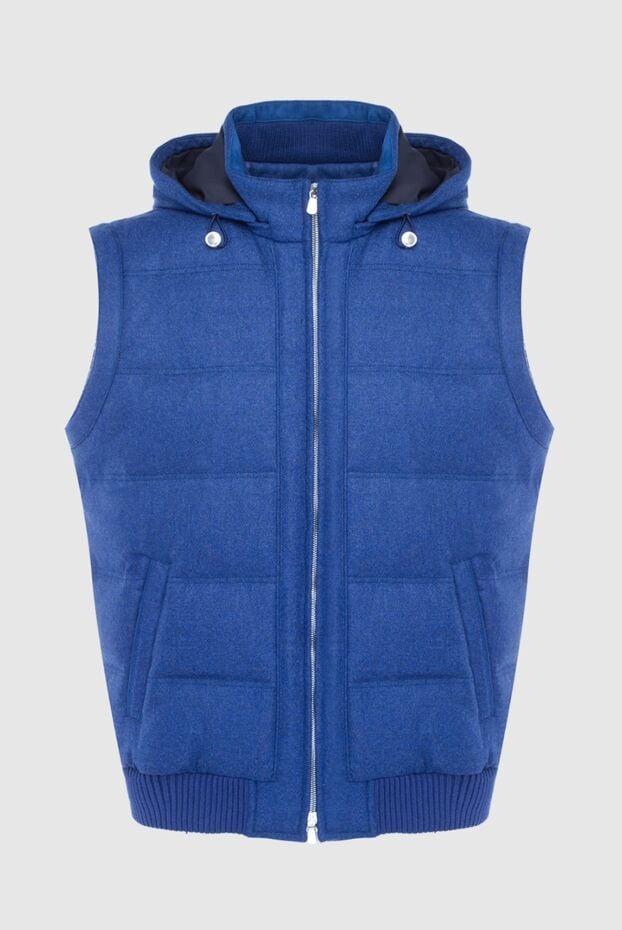 Enrico Mandelli men's wool vest with zipper and hood, blue 163951 - photo 1
