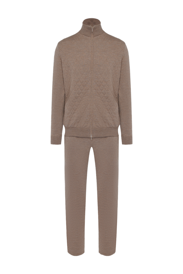 Cesare di Napoli beige knitted wool suit with geometric pattern 164033 - photo 1