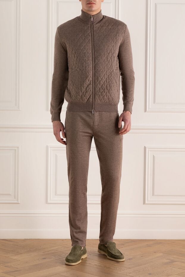 Cesare di Napoli beige knitted wool suit with geometric pattern 164033 - photo 3