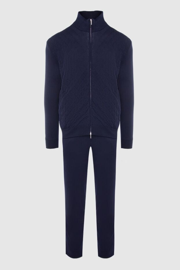 Cesare di Napoli mens black wool tracksuit with stand-up collar and quilted texture 164036 - photo 1