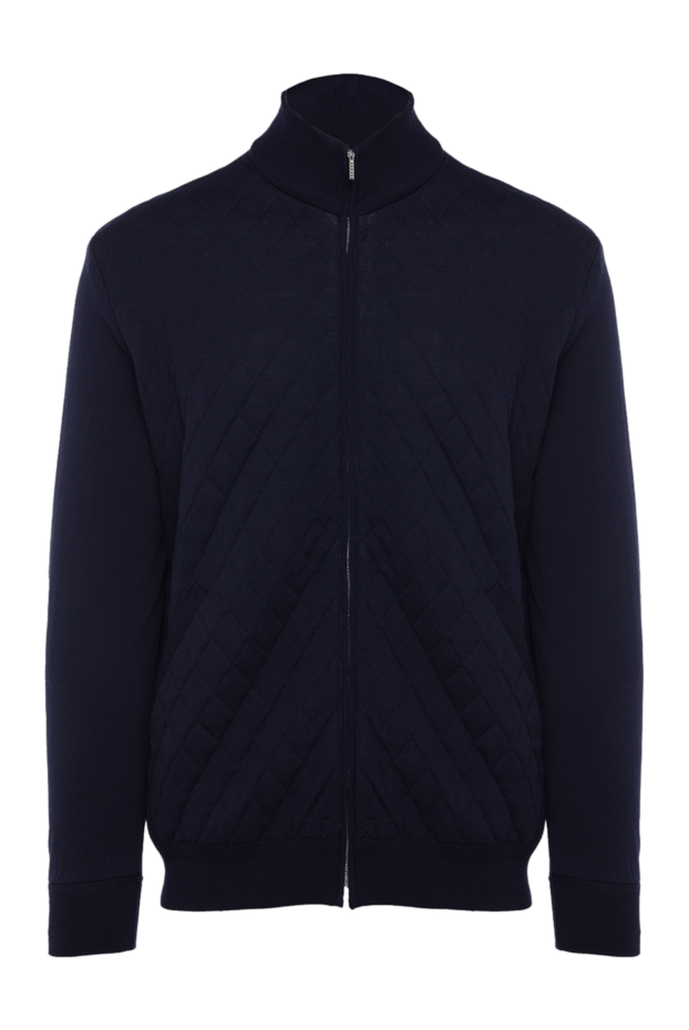 Cesare di Napoli men's dark blue zip-up sports jacket with diagonal stitching 164048 - photo 1