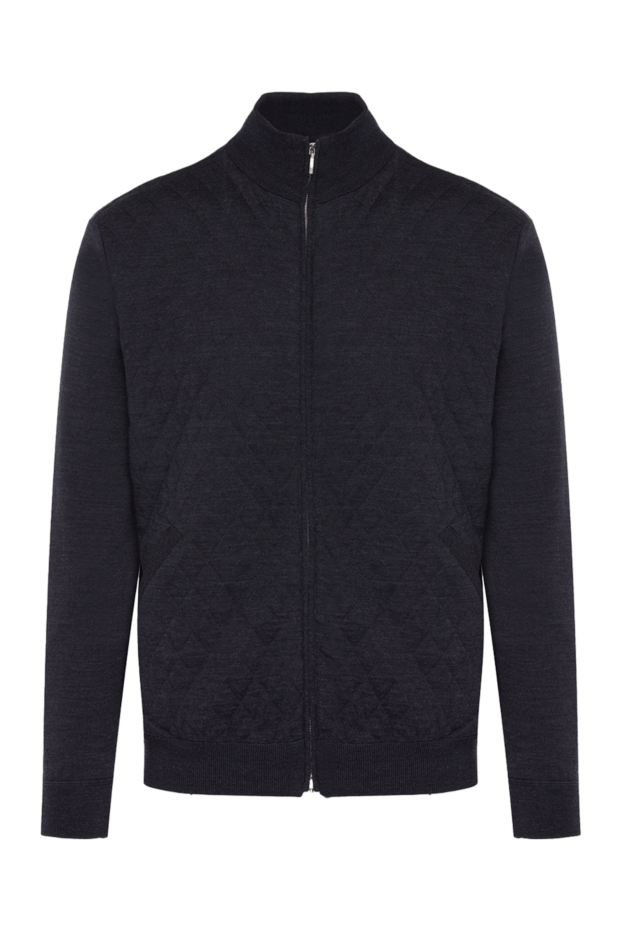 Cesare di Napoli men's gray-blue wool sports jacket with a geometric pattern 164049 - photo 1