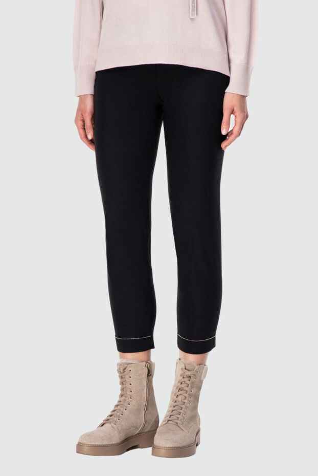 Peserico women's blue pants with a wool waistband 164052 - photo 3