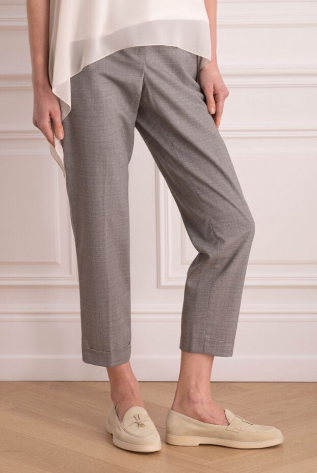 Peserico women's gray pants with a wool waistband 164053 - photo 3