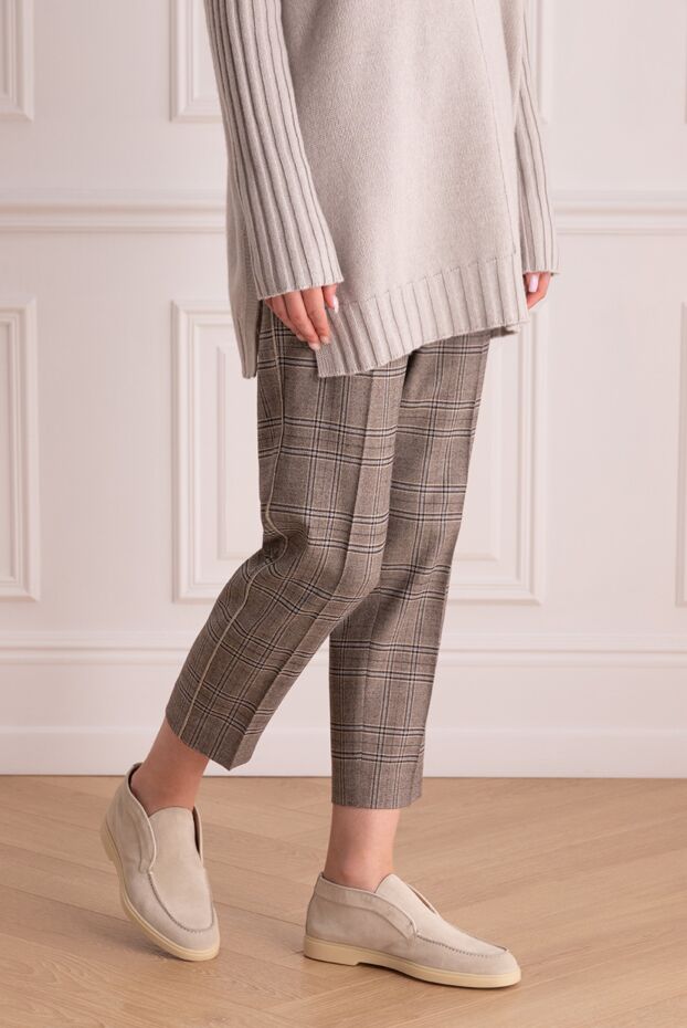 Peserico prince of wales check trousers with elastic waist and cropped length 164057 - photo 3