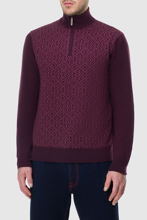 Stefano Ricci burgundy cashmere and silk troyer with geometric pattern 164076 - photo 3