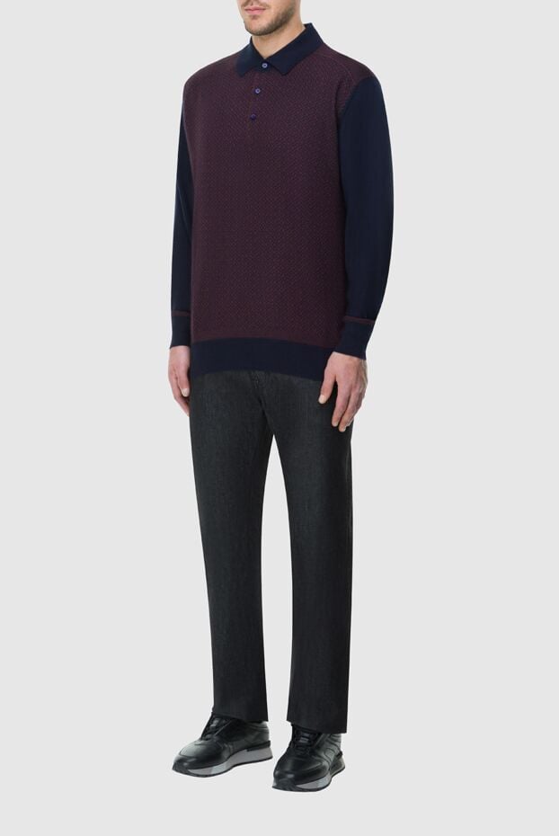 Men's long-sleeve polo shirt made of ultra-soft cashmere and natural silk - photo 2