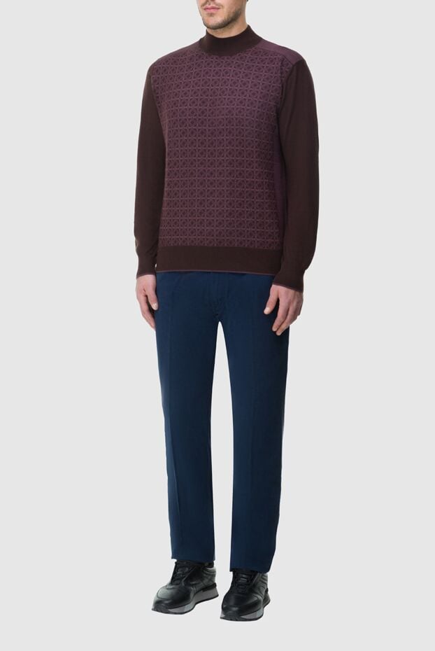 Stefano Ricci burgundy cashmere jumper with silk and geometric pattern 164092 - photo 2