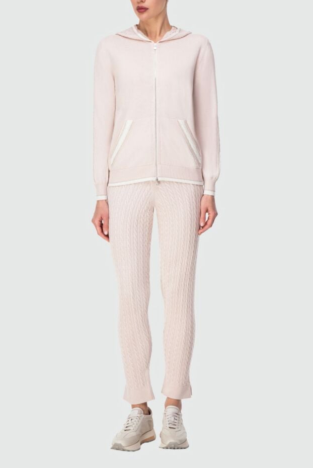 Cozy pink women's suit with pockets and zipper - photo 2
