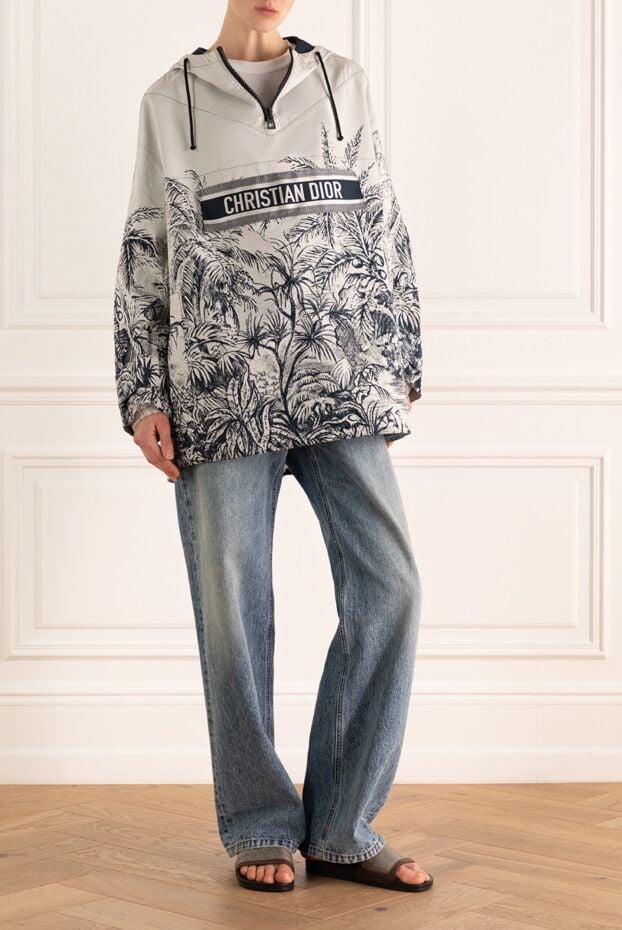Dior anorak with hood and toile de jouy print white and blue 164176 - photo 2