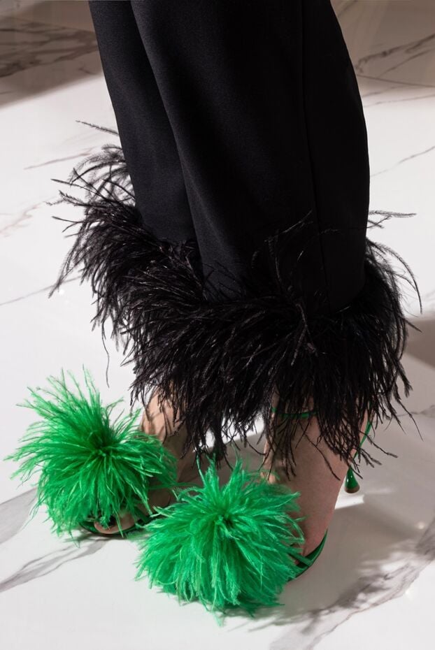 Bottega Veneta green women's leather sandals with feathers 164210 - photo 2