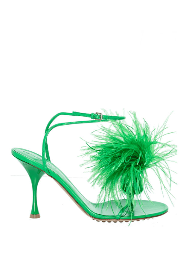Bottega Veneta green women's leather sandals with feathers 164210 - photo 1