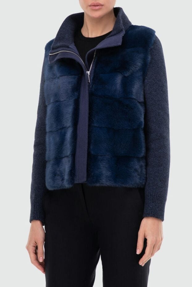 Antonio Arnesano jacket with natural mink fur and down back blue women's 164229 - photo 3