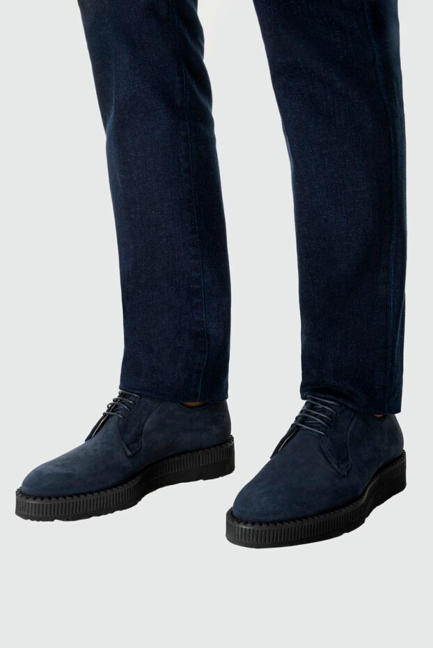 Kiton dark blue suede shoes with chunky serrated soles 164230 - photo 3