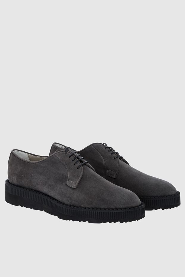 Kiton grey suede derby shoes with wide ribbed platform 164231 - photo 3