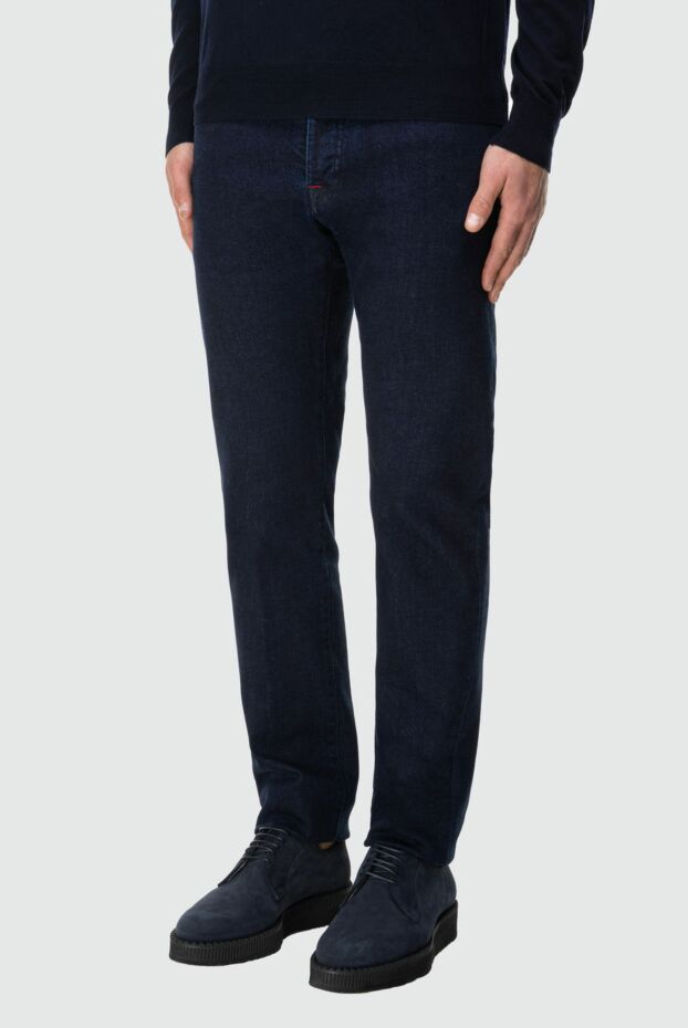Kiton men's straight-leg jeans, dark blue, with contrasting fittings 164253 - photo 3