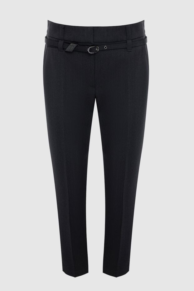 Women's straight-leg black trousers with a belt - photo 1