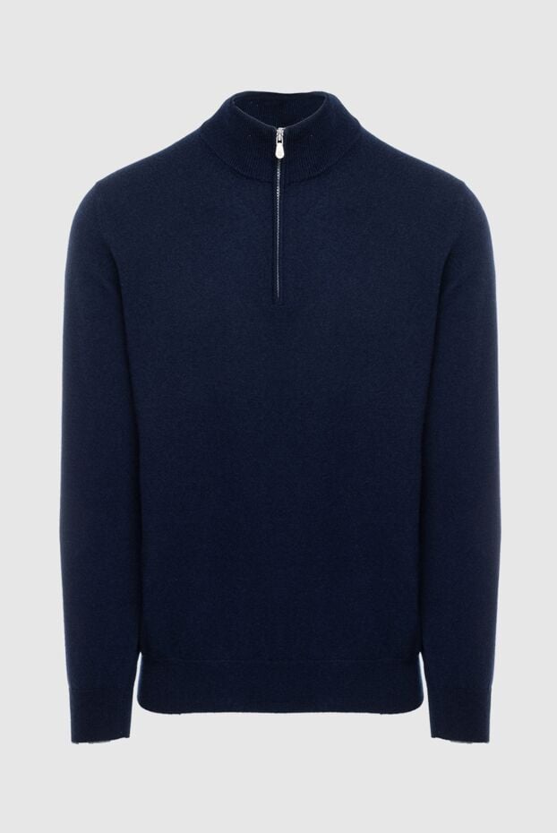 Brunello Cucinelli navy blue cashmere troyer with a zip-up collar 164296 - photo 1