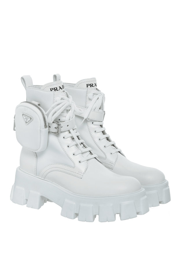 Prada women's white boots with a logo pouch 164342 - photo 3