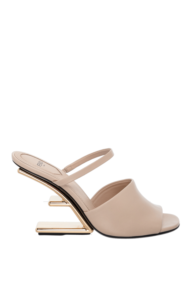 Fendi босоножки бежевые женские с каблуком в форме f 164349 - фото 1