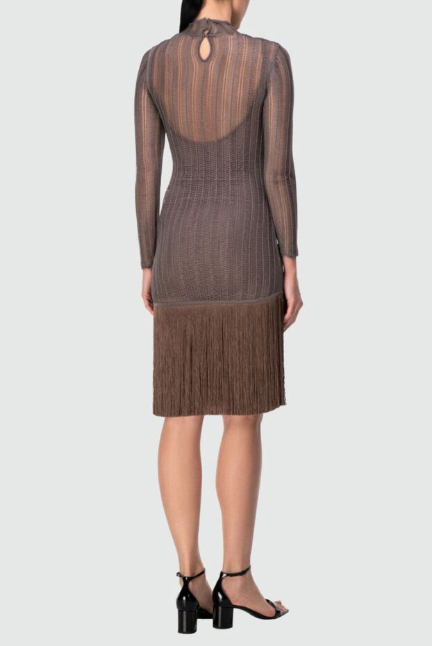 Fendi платье из вискозы и полиамида коричневое женское 164351 - фото 3