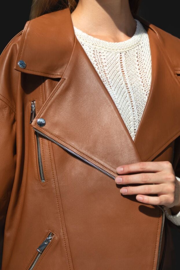 Saint Laurent brown genuine leather jacket for women 164362 - photo 2