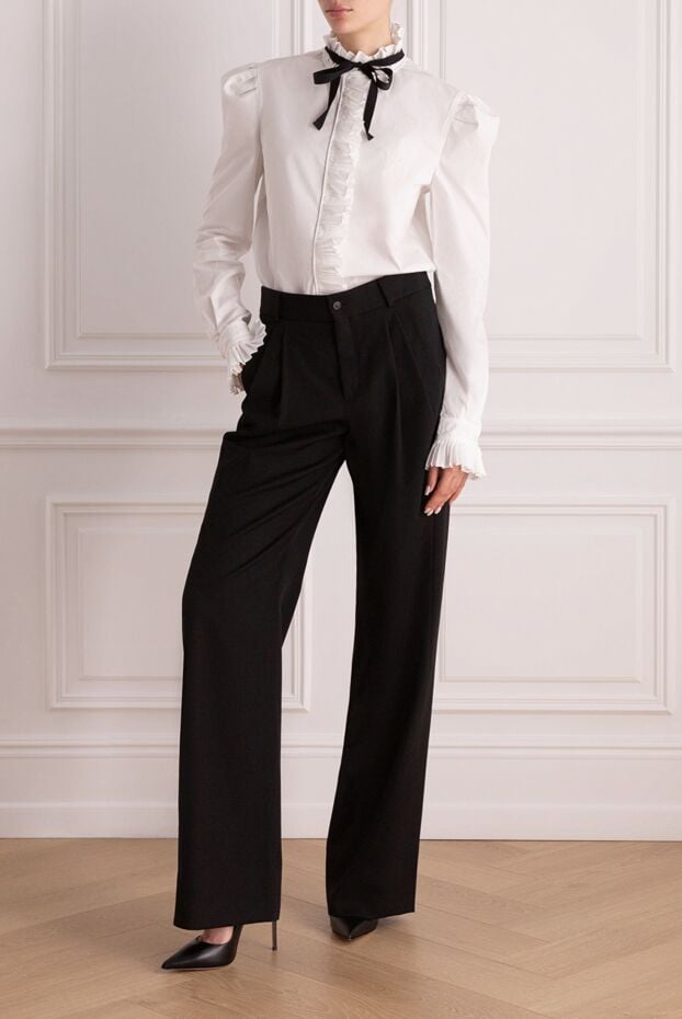 Saint Laurent women's black woolen pants 164368 - photo 2
