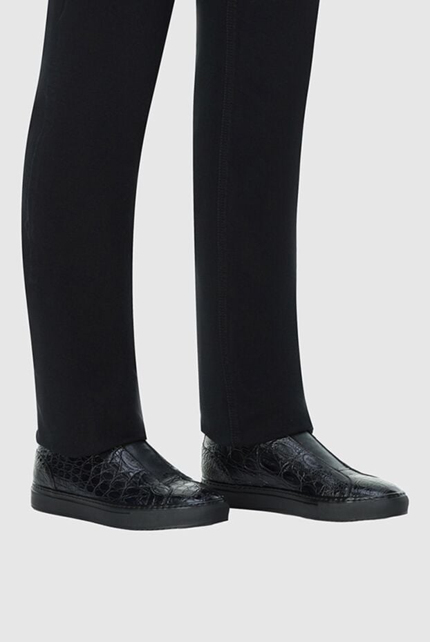 Doucal`s crocodile leather slip-ons black for men 164453 - photo 2