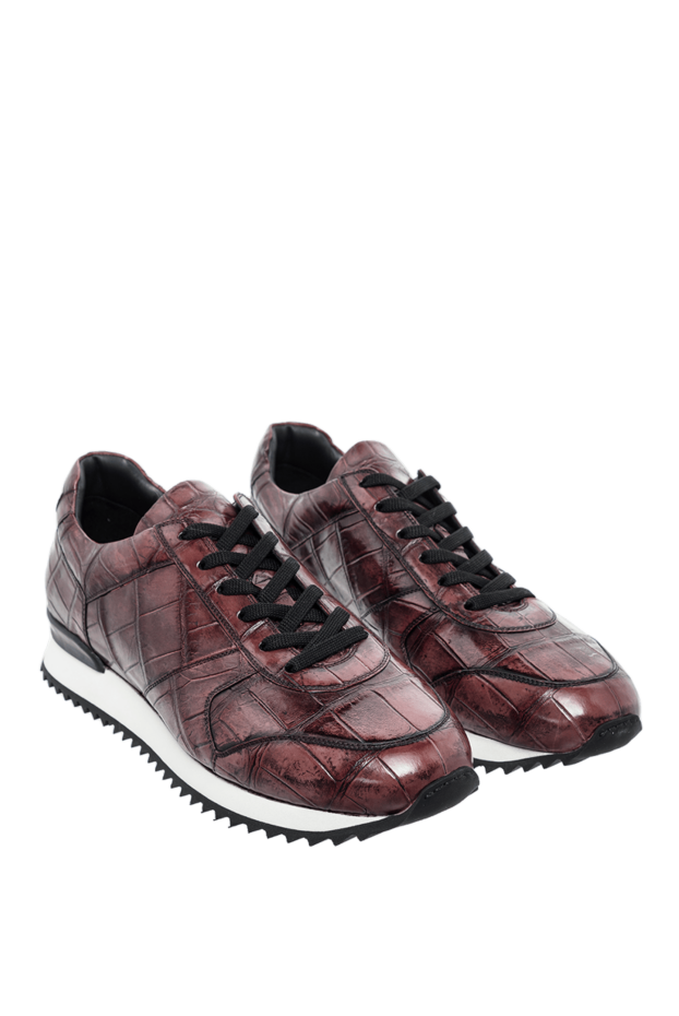 Cesare di Napoli crocodile leather sneakers burgundy for men 164455 - photo 3