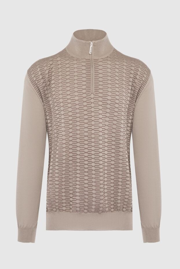 Men's knitted trouser with a short zipper in beige - photo 1