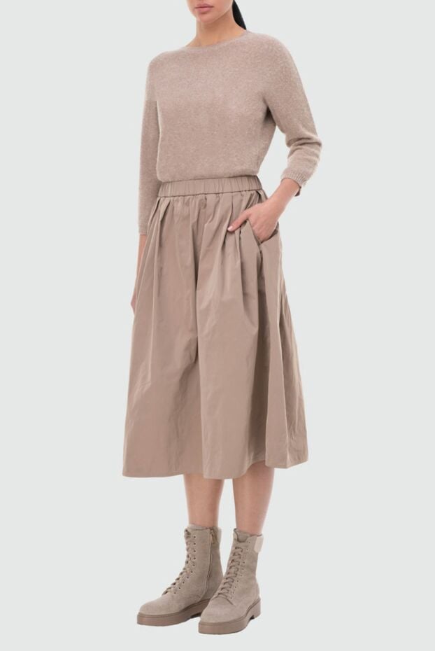 Peserico brown womens dress with a combined design 164597 - photo 3