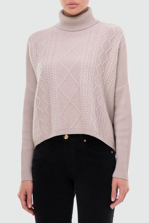 Peserico beige womens jumper with a knitted geometric pattern 164607 - photo 3
