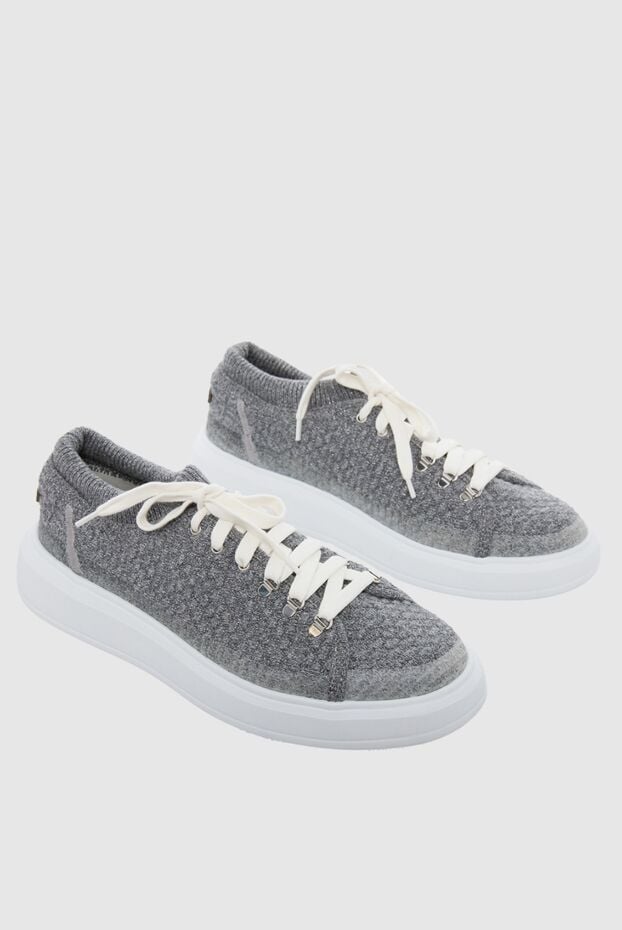 Peserico women's sneakers with a textured surface and a white sole in gray 164611 - photo 3