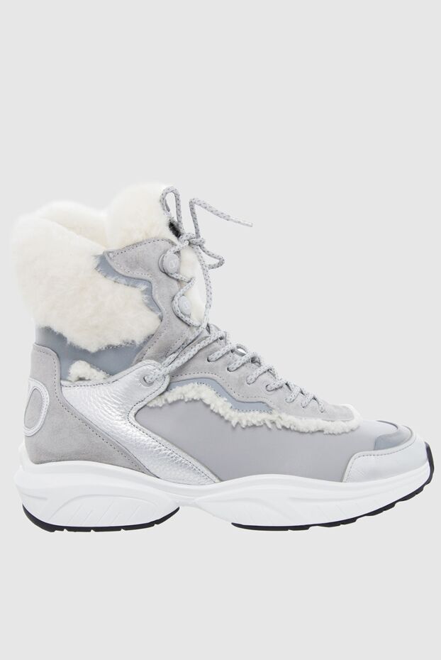 Valentino women's gray sneakers-boots made of leather and fur 164616 - photo 1