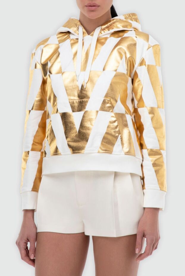 Valentino women's white cotton hoodie with print 164624 - photo 3