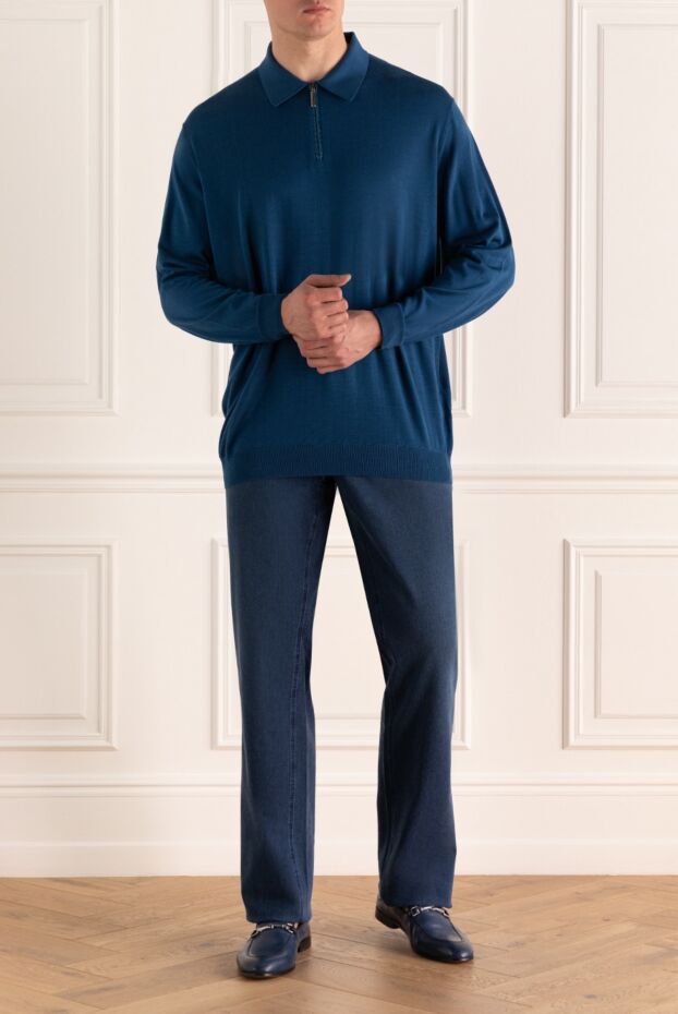 Zilli straight-cut men's jeans in deep blue with contrast trim 164630 - photo 2
