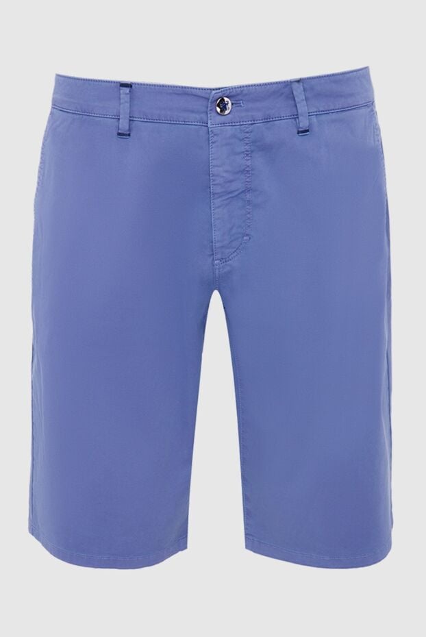 Blue cotton shorts with elastane for men - photo 1