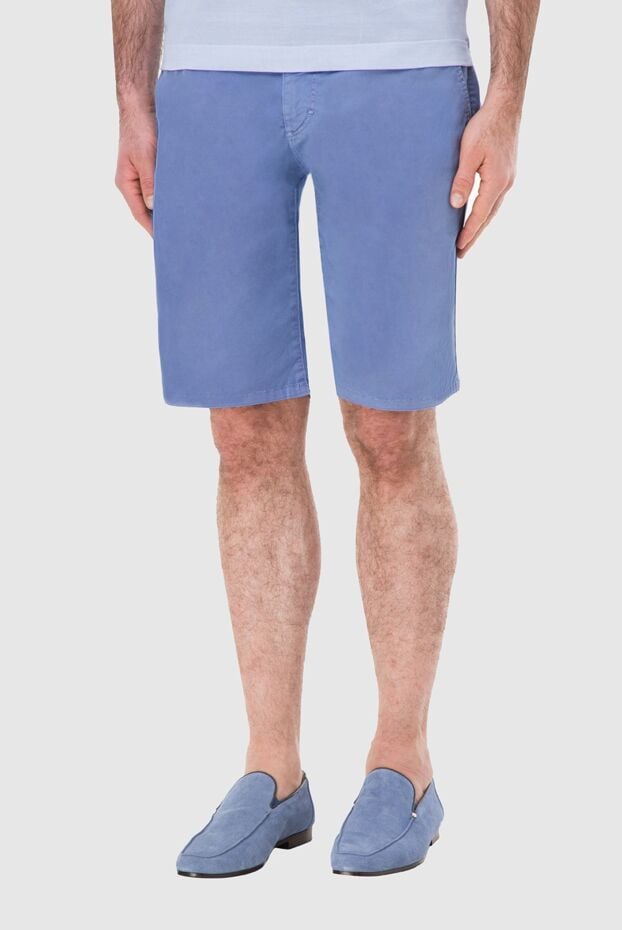 Blue cotton shorts with elastane for men - photo 2