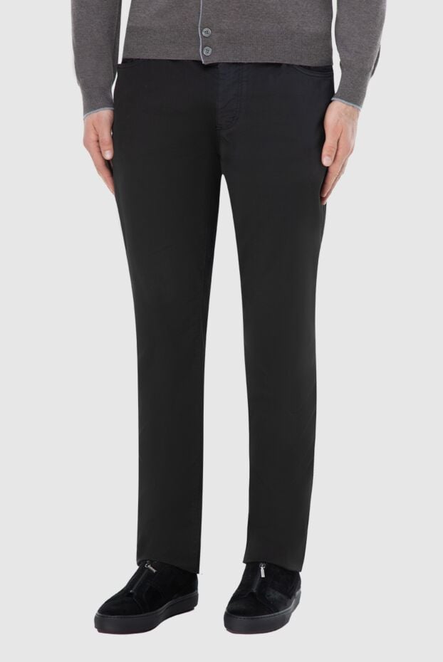 Zilli мужские брюки чернильно-черного оттенка с деликатной вышивкой 164654 - фото 2