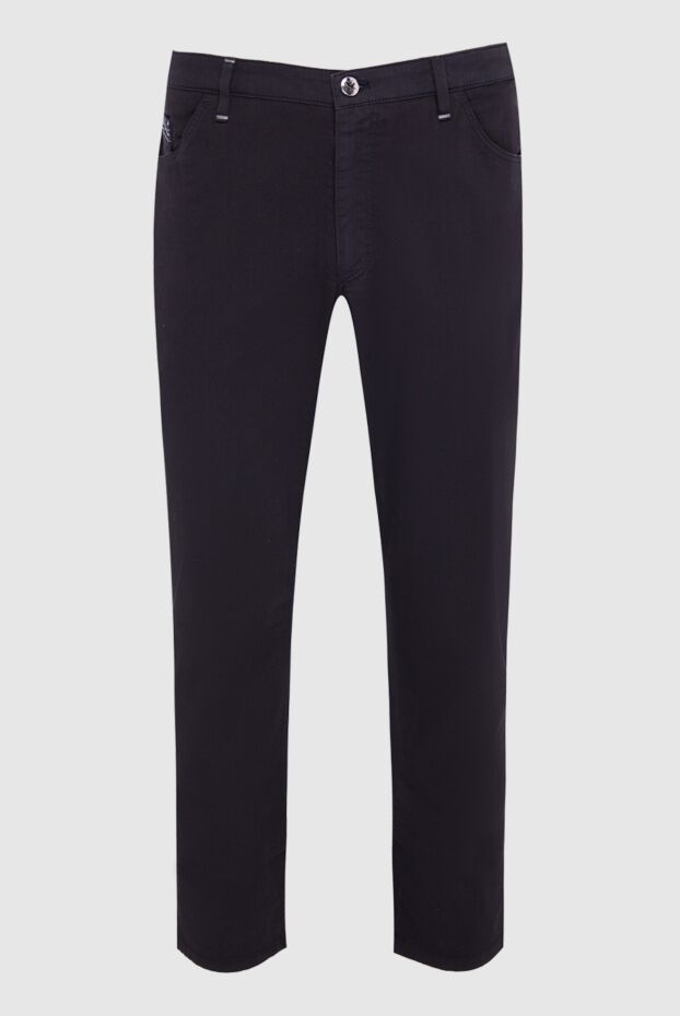 Zilli men's black cotton jeans with crocodile skin patch 196917 - photo 1