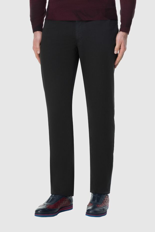 Zilli men's black cotton jeans with crocodile skin patch 196917 - photo 2