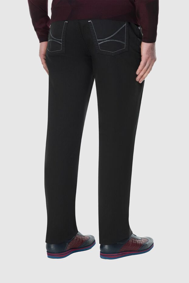 Zilli men's black cotton jeans with crocodile skin patch 196917 - photo 3