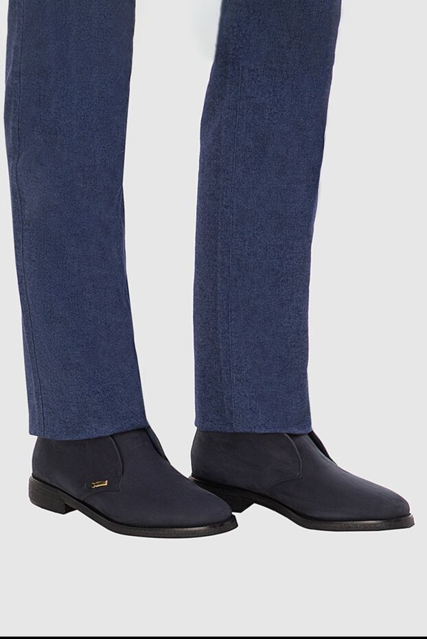 Zilli blue nubuck desert boots with gold insert 164701 - photo 3