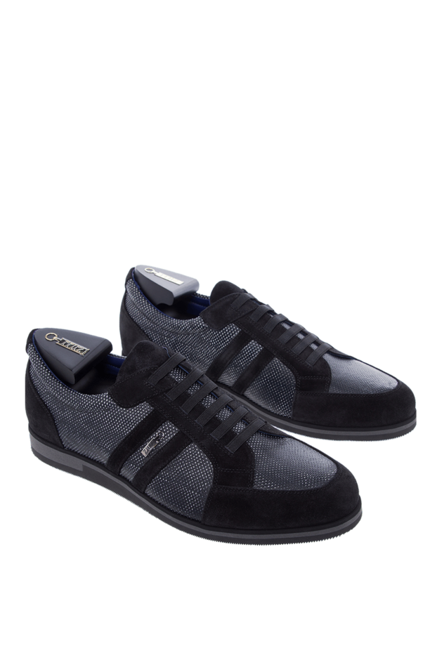 Zilli textile and suede sneakers with signature side stripes 164705 - photo 3