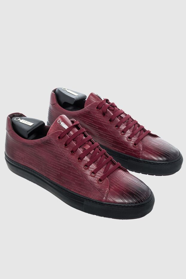Zilli burgundy leather sneakers with embossing and black sole 164713 - photo 3
