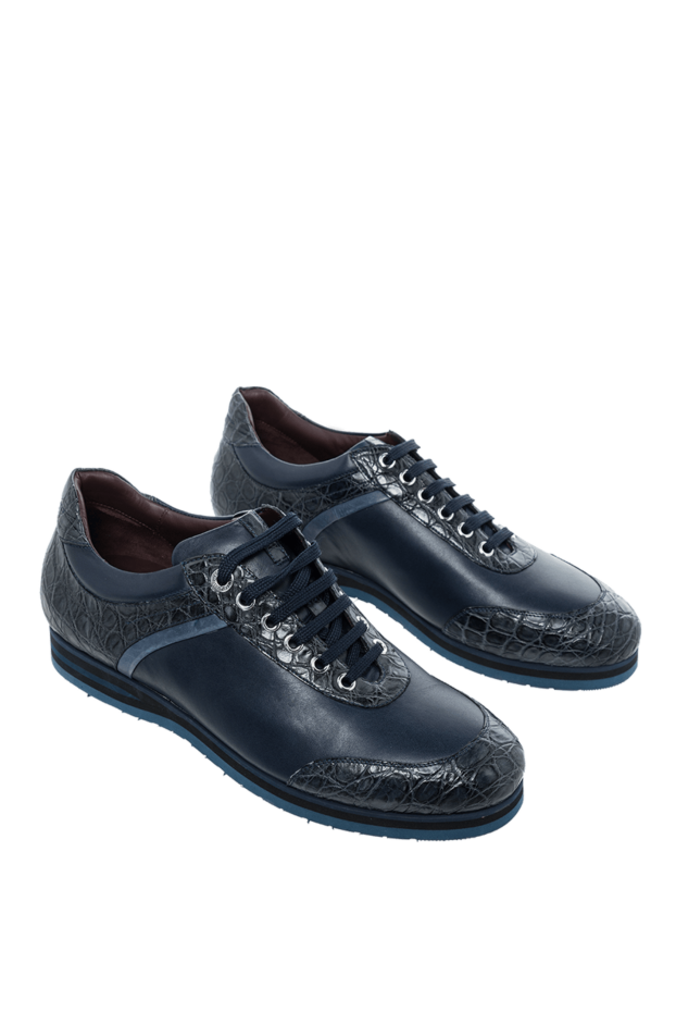 Zilli blue sneakers with smooth leather and crocodile details 164719 - photo 3