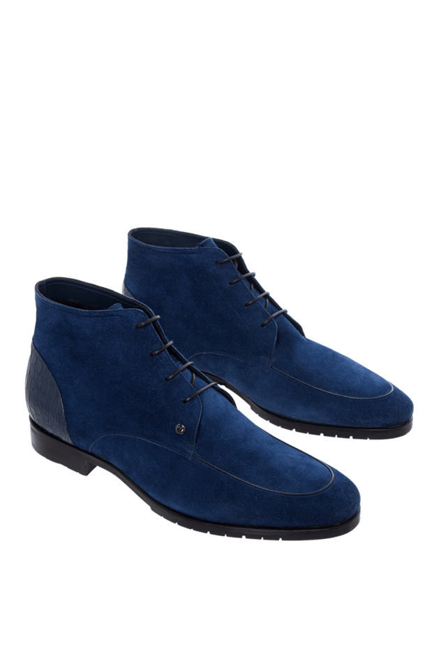 Zilli men's boots made of velvety nubuck with crocodile skin details 164725 - photo 3