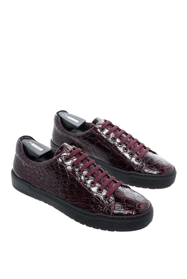 Zilli crocodile leather snickers burgundy for men 164726 - photo 3