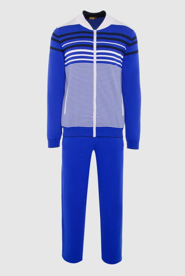 Zilli mens blue tracksuit with hoodie decorated with contrasting stripes 164784 - photo 1